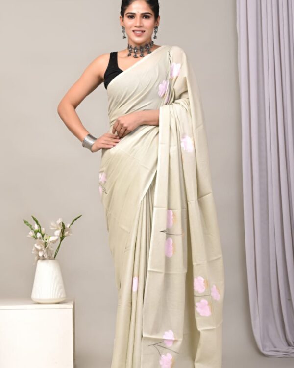 Cotton Mull Block Printed Saree CCTHA0012